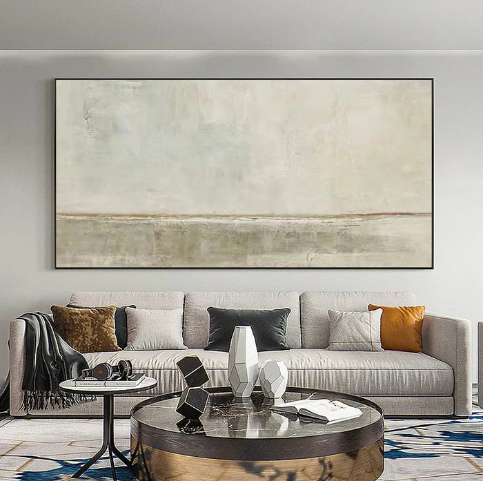 Soft Textured Horizon-Neutral Toned Landscape Abstract Wall Art