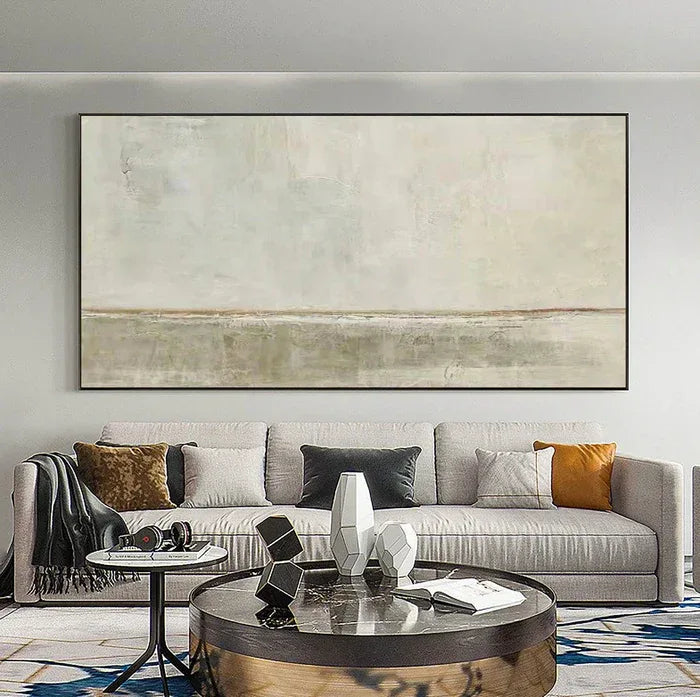 Soft Textured Horizon-Neutral Toned Landscape Abstract Wall Art - artextured