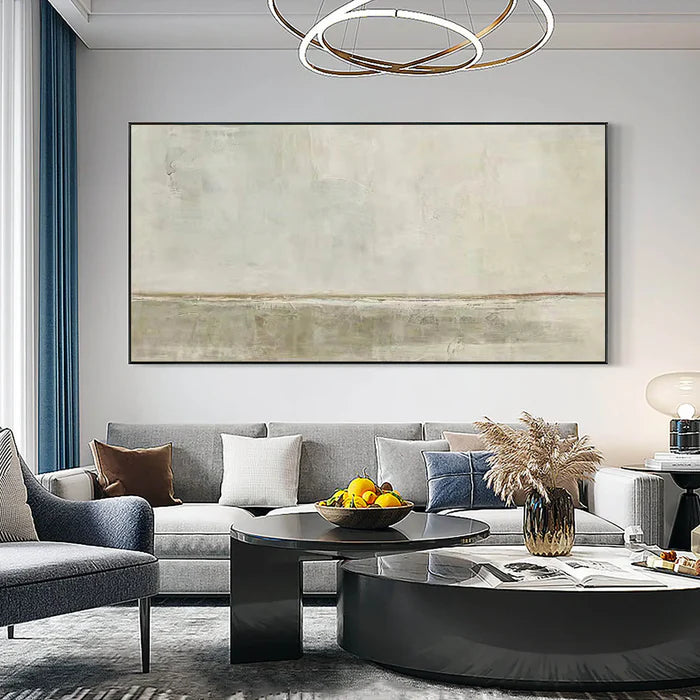 Soft Textured Horizon-Neutral Toned Landscape Abstract Wall Art