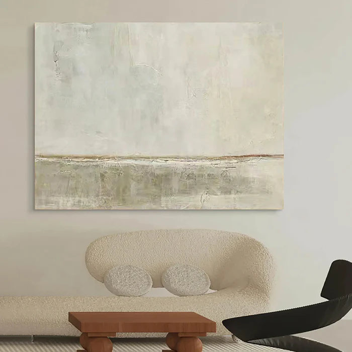 Soft Textured Horizon-Neutral Toned Landscape Abstract Wall Art