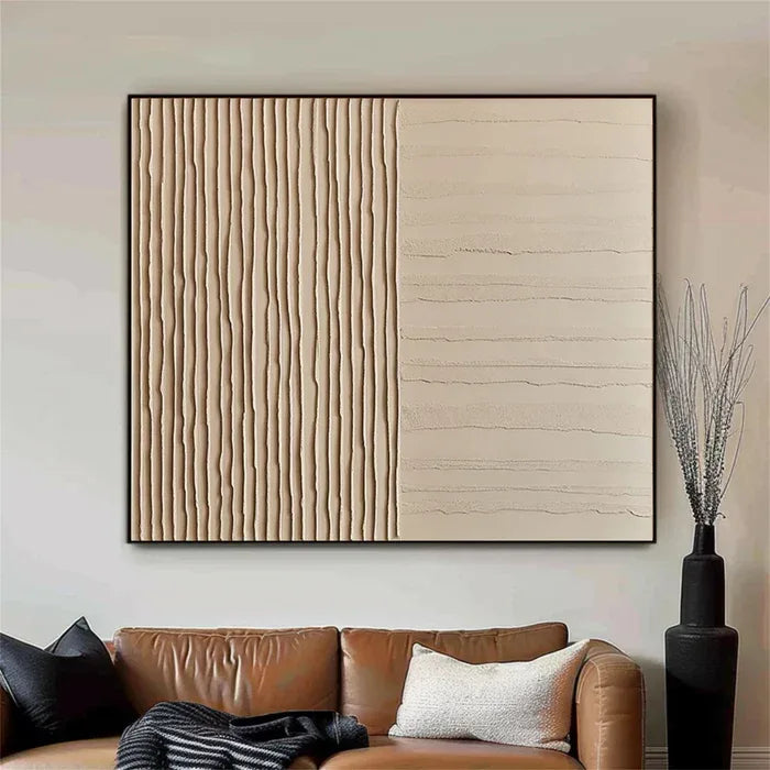 Lines of Silence - Minimalist Wabi-Sabi Textured Oil Painting - artextured