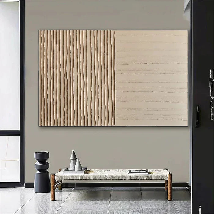Lines of Silence - Minimalist Wabi-Sabi Textured Oil Painting - artextured