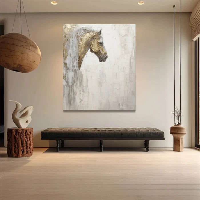 Majestic Grace - Hand-Painted Horse Textured Oil Painting