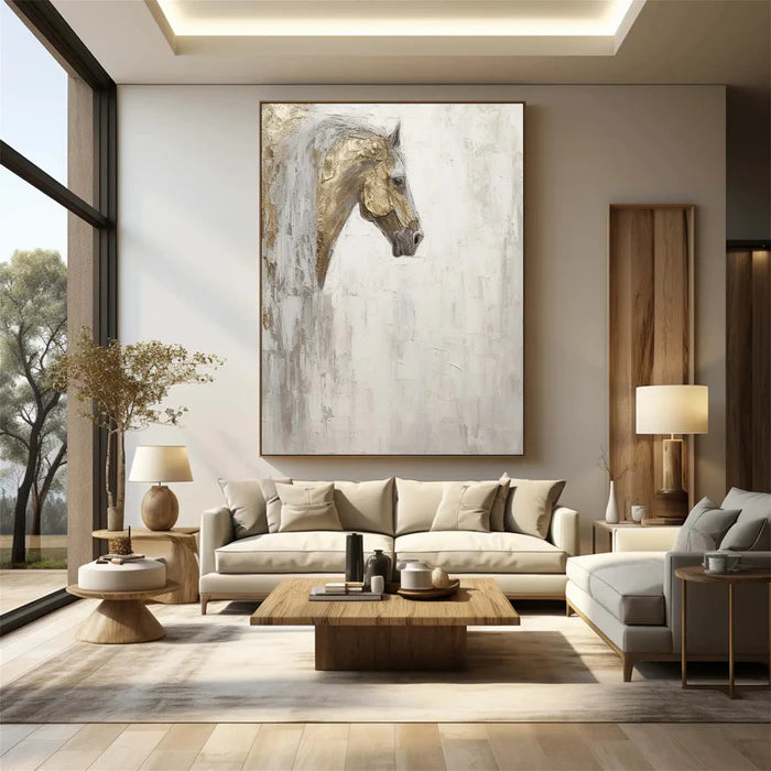Majestic Grace - Hand-Painted Horse Textured Oil Painting