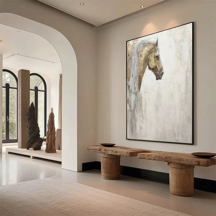 Majestic Grace - Hand-Painted Horse Textured Oil Painting