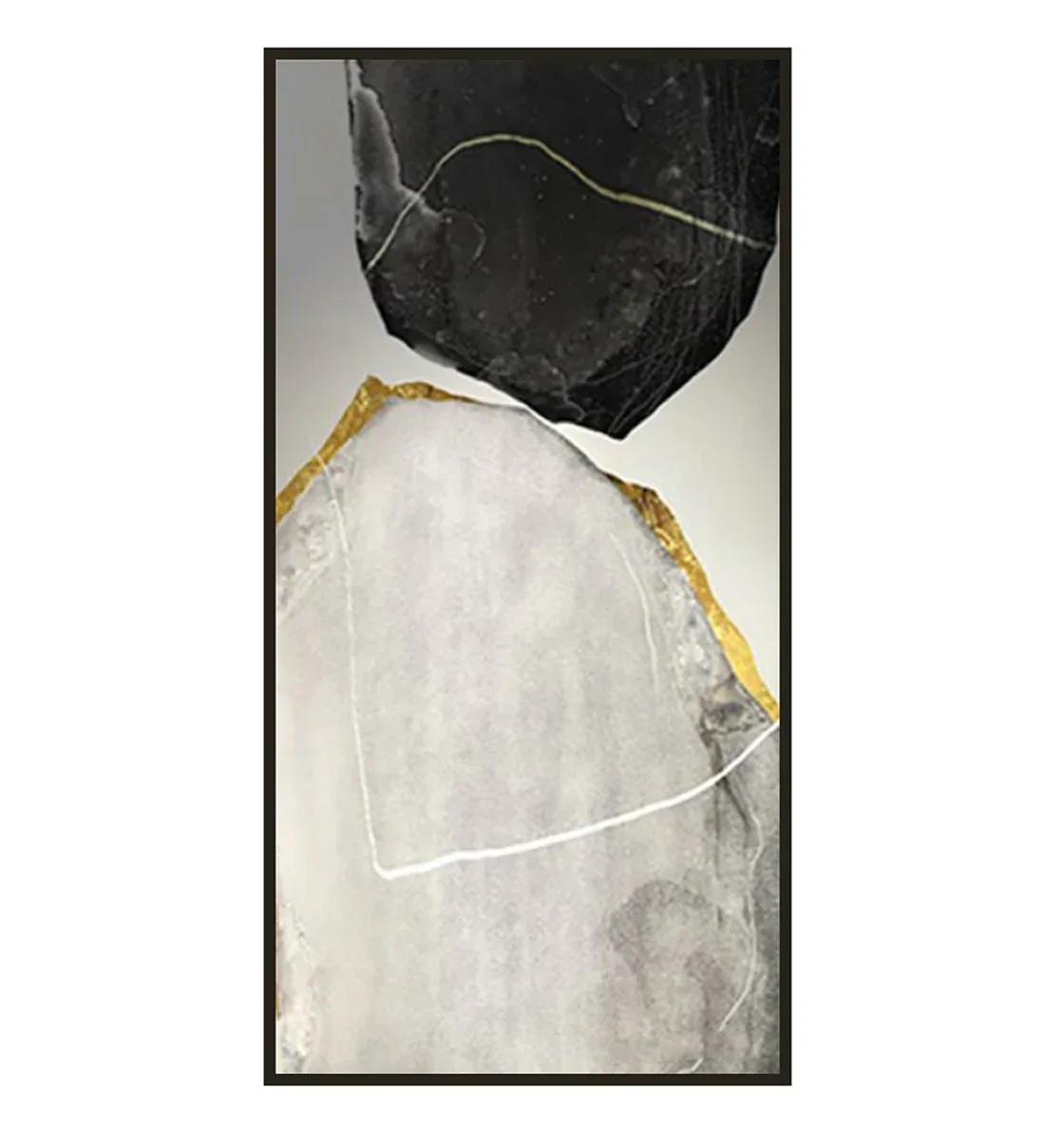 Abstract Stone Glam-Modern Minimalist Black and White Stone Collision Texture Wall Art - artextured