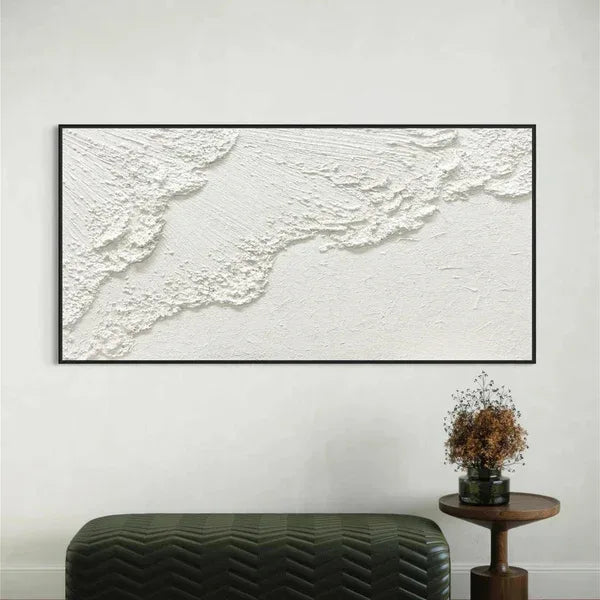 Minimalistic Balance Canvas Painting-Hand Drawn Pure White Flowing Texture Wall Art - artextured
