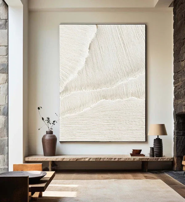 White Textured Space-Modern Minimalist Handmade White Textured Wall Art - artextured