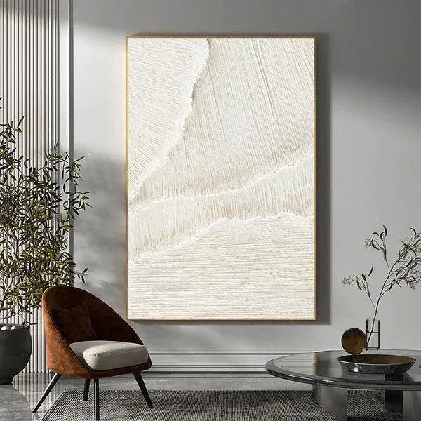 White Textured Space-Modern Minimalist Handmade White Textured Wall Art - artextured