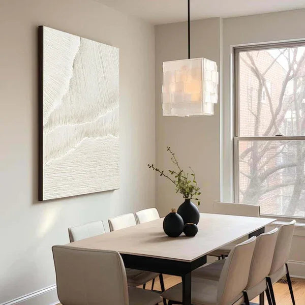 White Textured Space-Modern Minimalist Handmade White Textured Wall Art - artextured