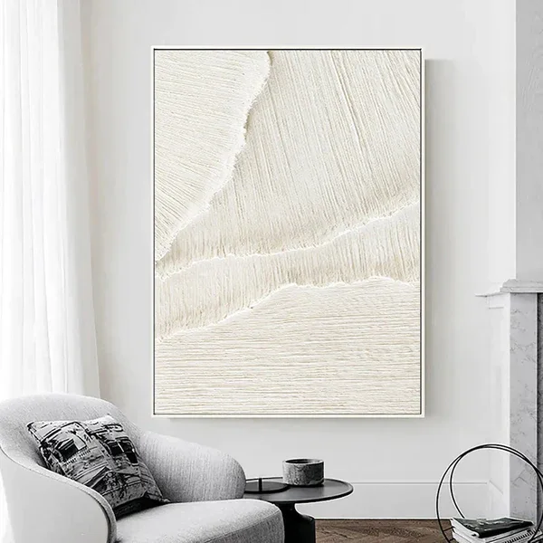 White Textured Space-Modern Minimalist Handmade White Textured Wall Art - artextured