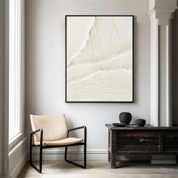 White Textured Space-Modern Minimalist Handmade White Textured Wall Art - artextured