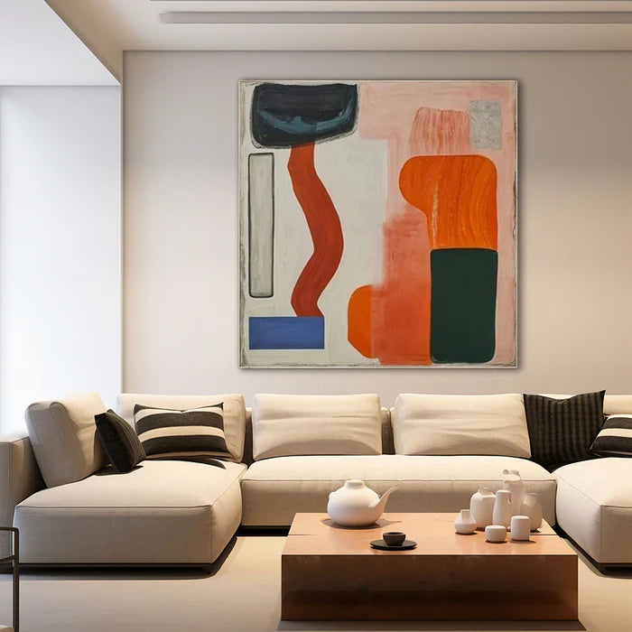 Modern Harmony - Geometric Abstract Color Block Oil Painting