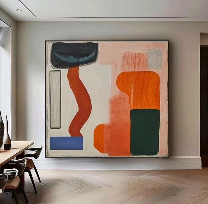 Modern Harmony - Geometric Abstract Color Block Oil Painting
