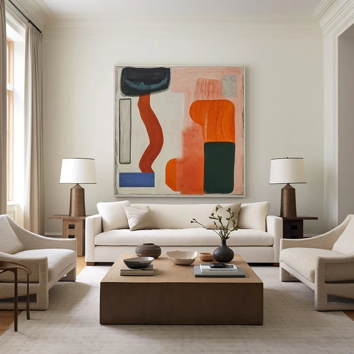 Modern Harmony - Geometric Abstract Color Block Oil Painting