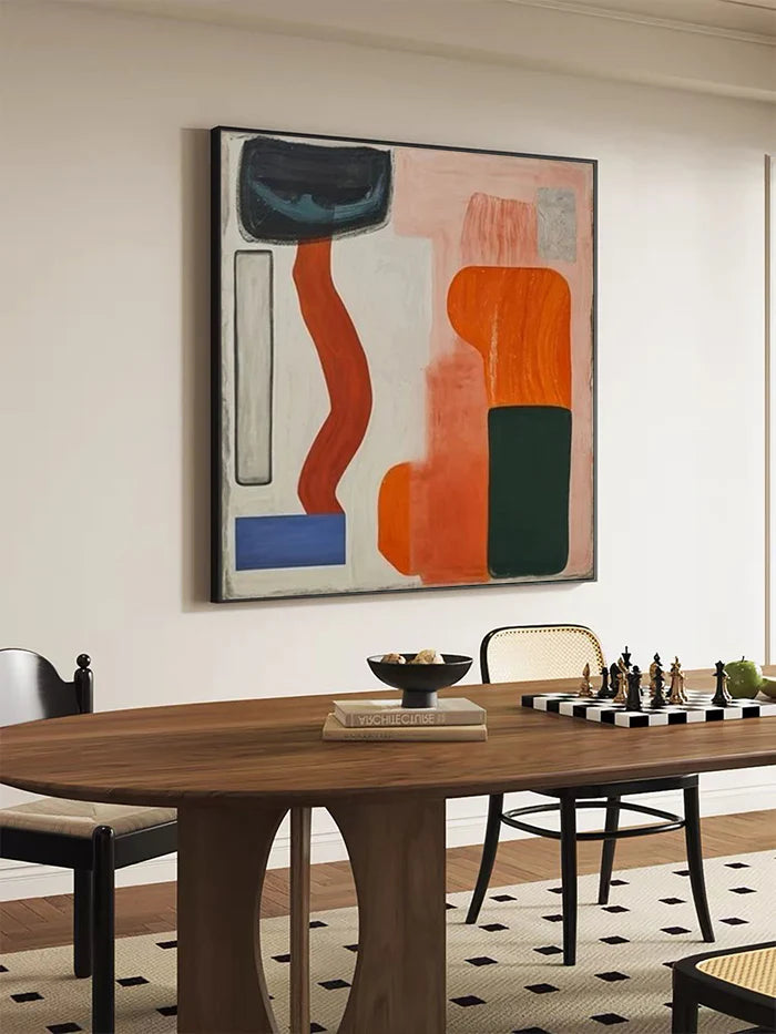 Modern Harmony - Geometric Abstract Color Block Oil Painting