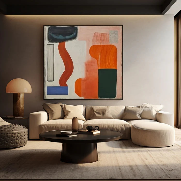 Modern Harmony - Geometric Abstract Color Block Oil Painting