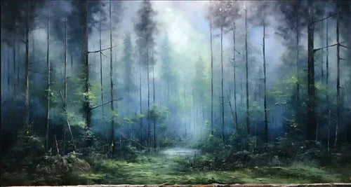 Mystic Forest - Hand-Painted Nature Landscape Oil Painting - artextured