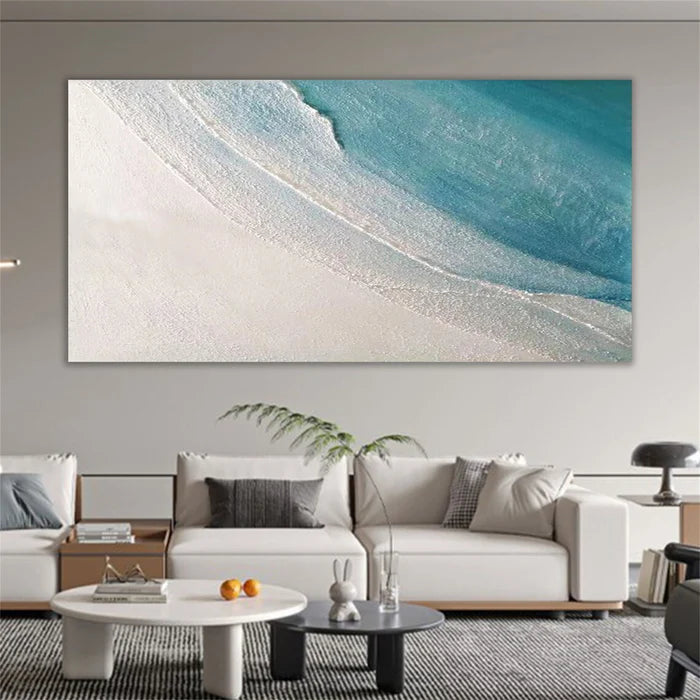 Minimal Coastal Art-Ocean Serenity Abstract Canvas Wall Art