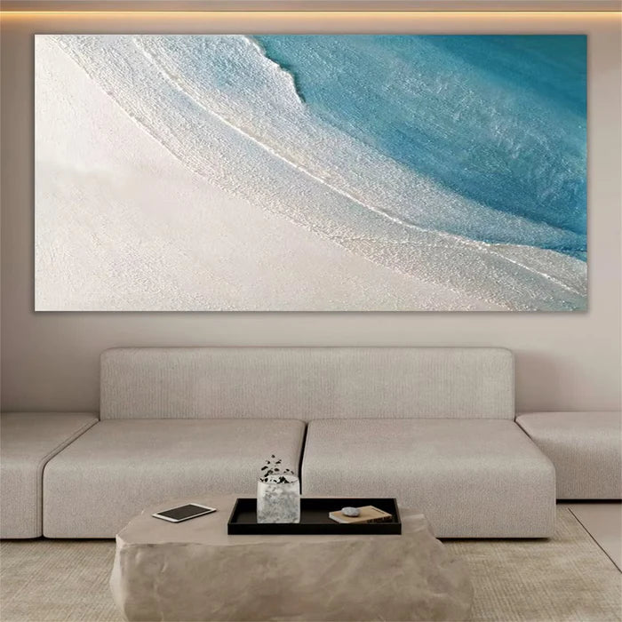 Minimal Coastal Art-Ocean Serenity Abstract Canvas Wall Art