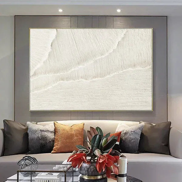 Textured White Elegance-Modern Minimalist White Three-Dimensional Texture Wall Art - artextured