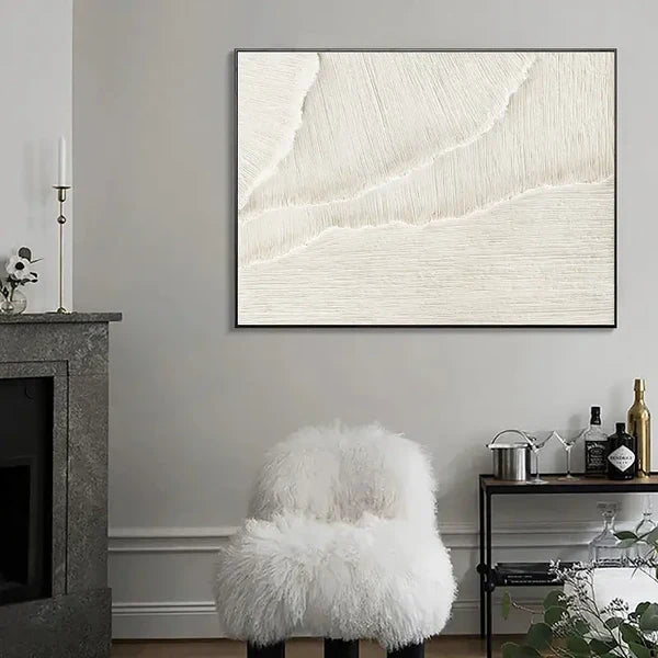Textured White Elegance-Modern Minimalist White Three-Dimensional Texture Wall Art