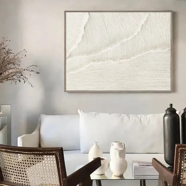Textured White Elegance-Modern Minimalist White Three-Dimensional Texture Wall Art
