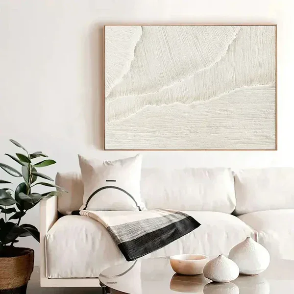 Textured White Elegance-Modern Minimalist White Three-Dimensional Texture Wall Art - artextured