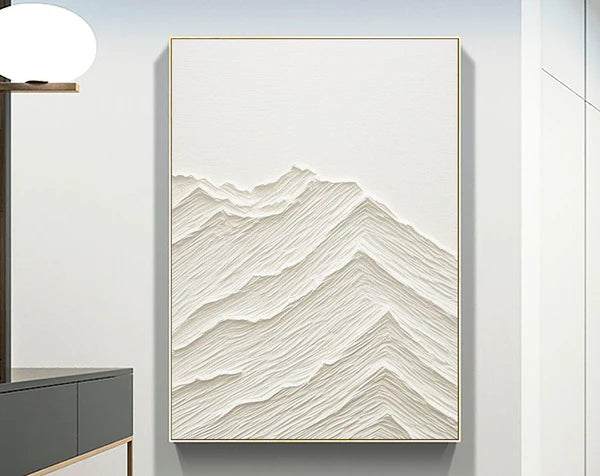 Linear Mountain Texture-Textured Minimalist Mountain Canvas Wall Art