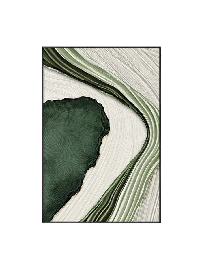 Flowing Greens-Minimalist Living Room Decoration Abstract Dark Green Natural Wall Art - artextured