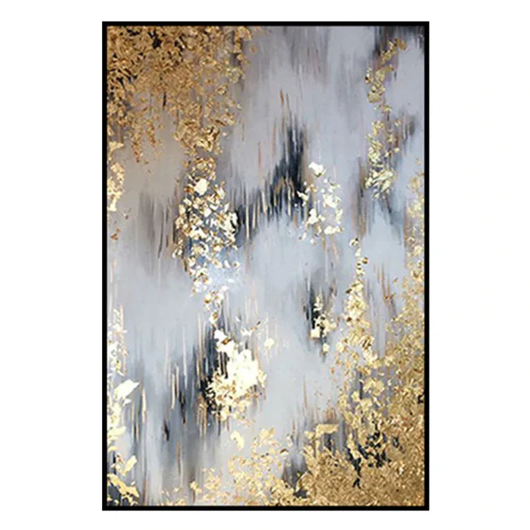 Flowing Gold-Modern Abstract Oil Painting Art Wall With Gold Foil Texture - artextured