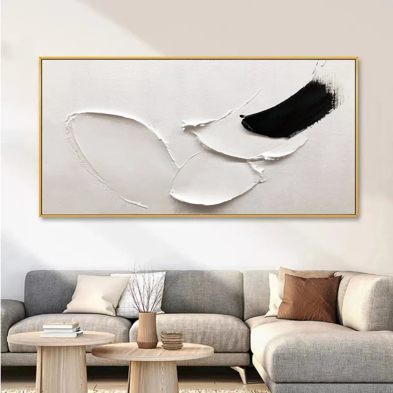 Silent Crest- Black & White Textured Canvas