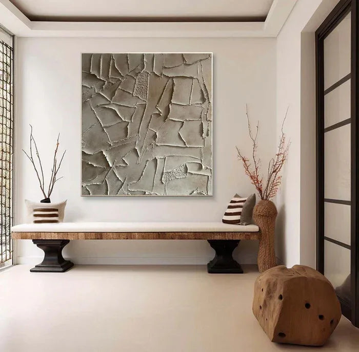 Silent Fragments - Minimalist Wabi-Sabi Textured Abstract Oil Painting - artextured