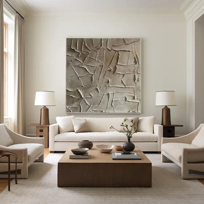 Silent Fragments - Minimalist Wabi-Sabi Textured Abstract Oil Painting - artextured
