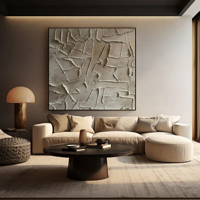 Silent Fragments - Minimalist Wabi-Sabi Textured Abstract Oil Painting - artextured