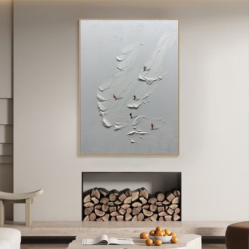 Textured Skiing Adventure Oil Painting