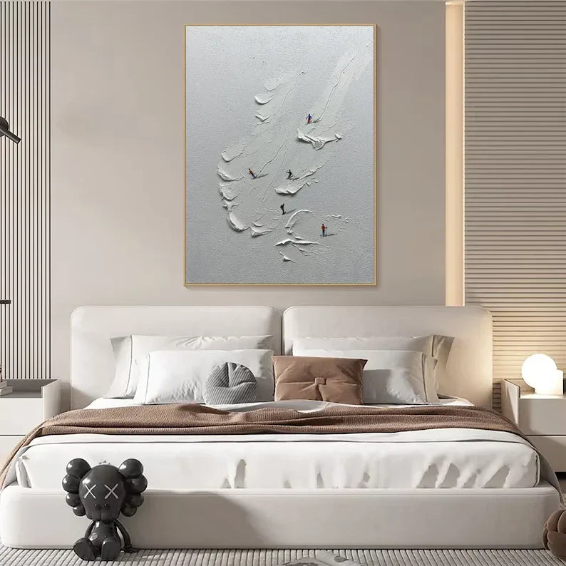 Snowy Ski Fun - Textured Skiing Adventure Oil Painting - artextured