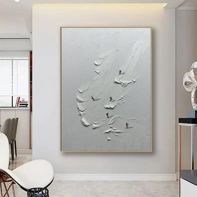 Snowy Ski Fun - Textured Skiing Adventure Oil Painting - artextured