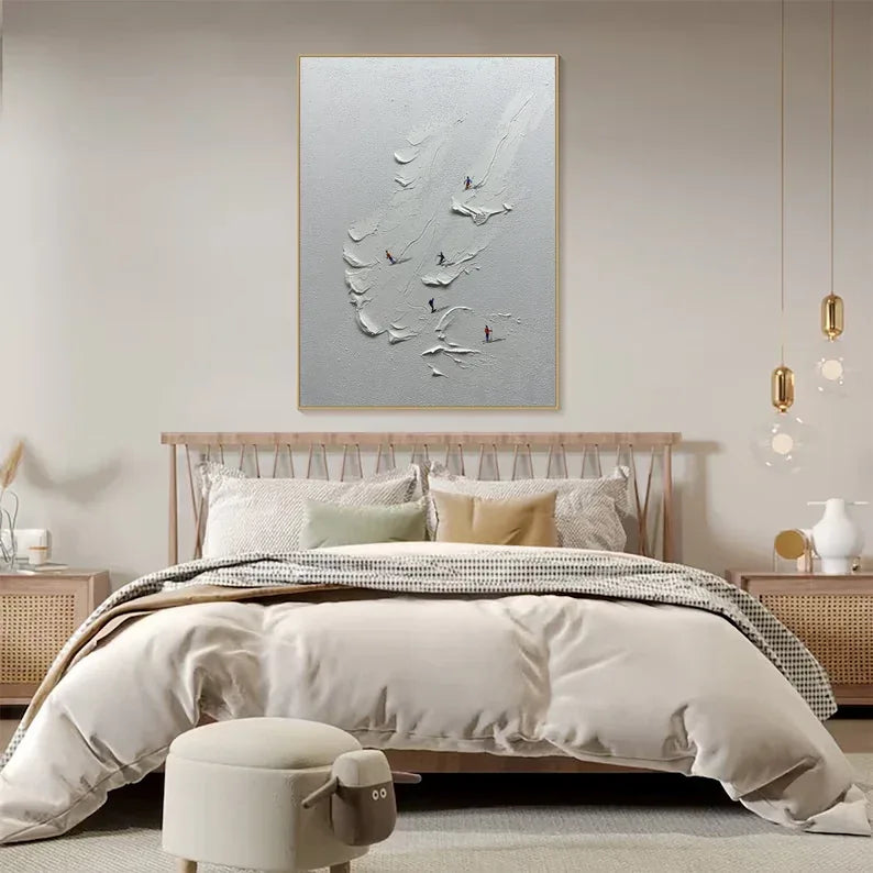 Snowy Ski Fun - Textured Skiing Adventure Oil Painting - artextured