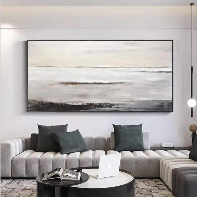 Horizon Calm-Modern Minimalist Sea View Abstract Oil Painting Wall Art - artextured