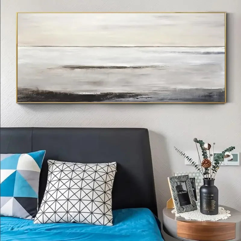 Horizon Calm-Modern Minimalist Sea View Abstract Oil Painting Wall Art - artextured