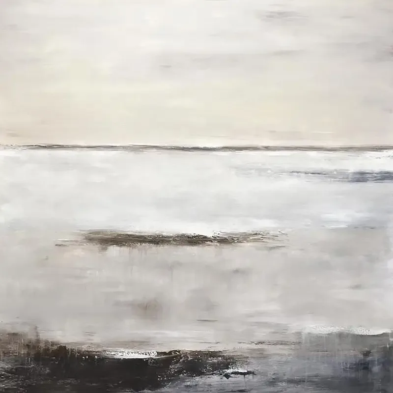 Horizon Calm-Modern Minimalist Sea View Abstract Oil Painting Wall Art - artextured