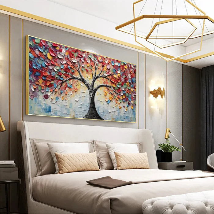Tree of Colors - Hand-Painted Textured Abstract Oil Painting