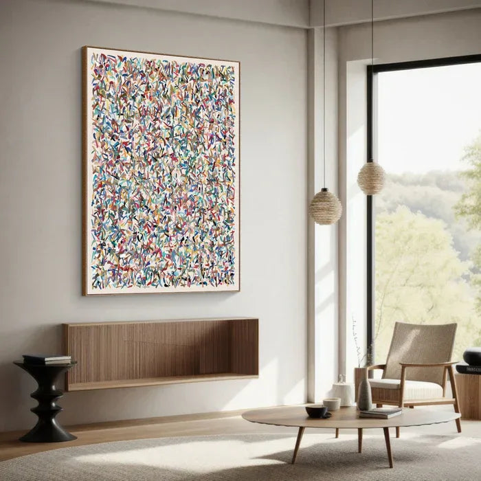 Vibrant Mosaic - Large Hand-Painted Textured Abstract Oil Painting - artextured