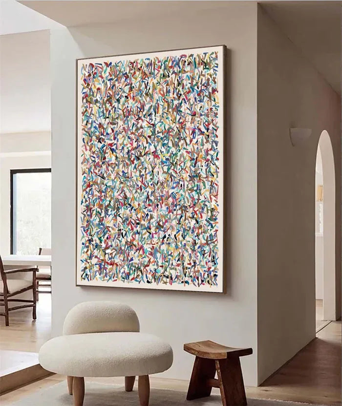 Vibrant Mosaic - Large Hand-Painted Textured Abstract Oil Painting - artextured