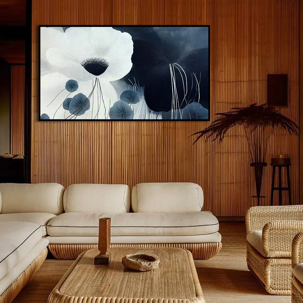 Silent Bloom-Modern Minimalist Cold Tone Elegant Flower Wall Art Oil Painting - artextured