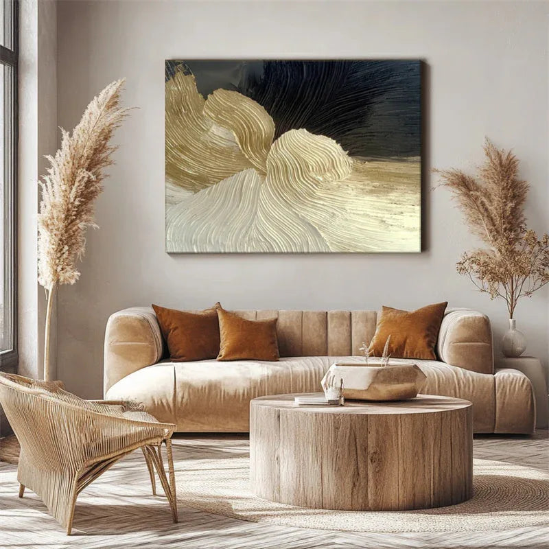 Golden Flow -Modern Interior Design Flow Texture Abstract Wall Art - artextured