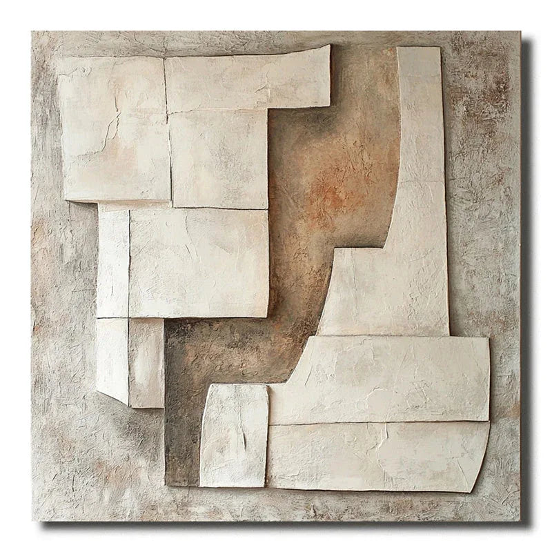 Rustic Geometric Layers-Geometric Block Texture Wall Art in Modern Interior Design - artextured