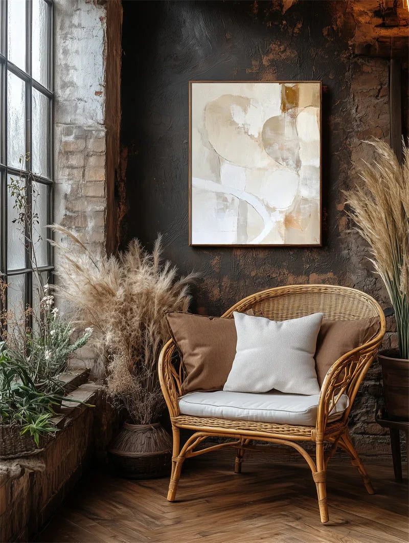 Golden Embrace-Hand Drawn Natural Style Texture Block Abstract Oil Painting Wall Art - artextured