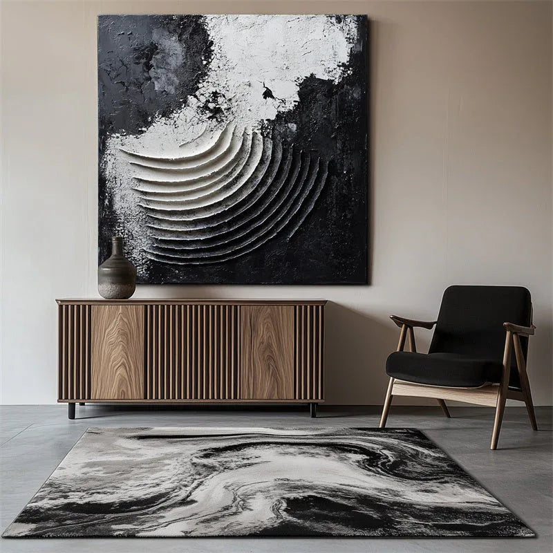 Lunar Crescendo-Hand drawn 3D abstract mural of the crescent moon - artextured